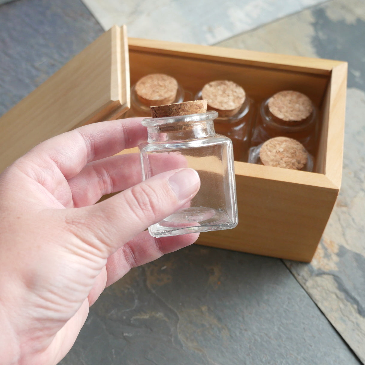 Large Wooden Box with Bottles 5 Large Wooden Box with Bottles