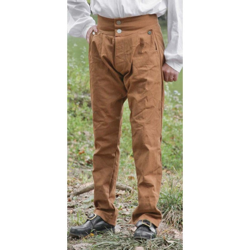 Fly Front Trousers in Colored Canvas 1 Fly Front Trousers in Colored Canvas