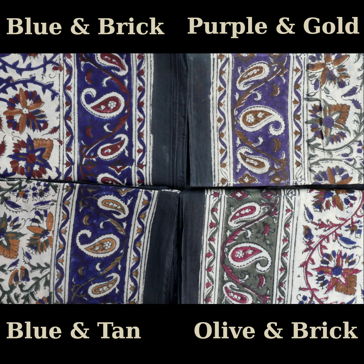 Block Printed Kerchief - Black Border 3 Block Printed Kerchief - Black Border