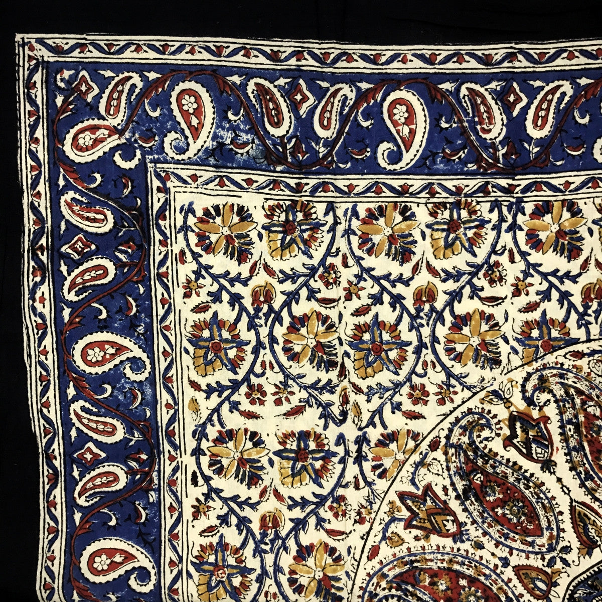 Block Printed Kerchief - Black Border 5 Block Printed Kerchief - Black Border