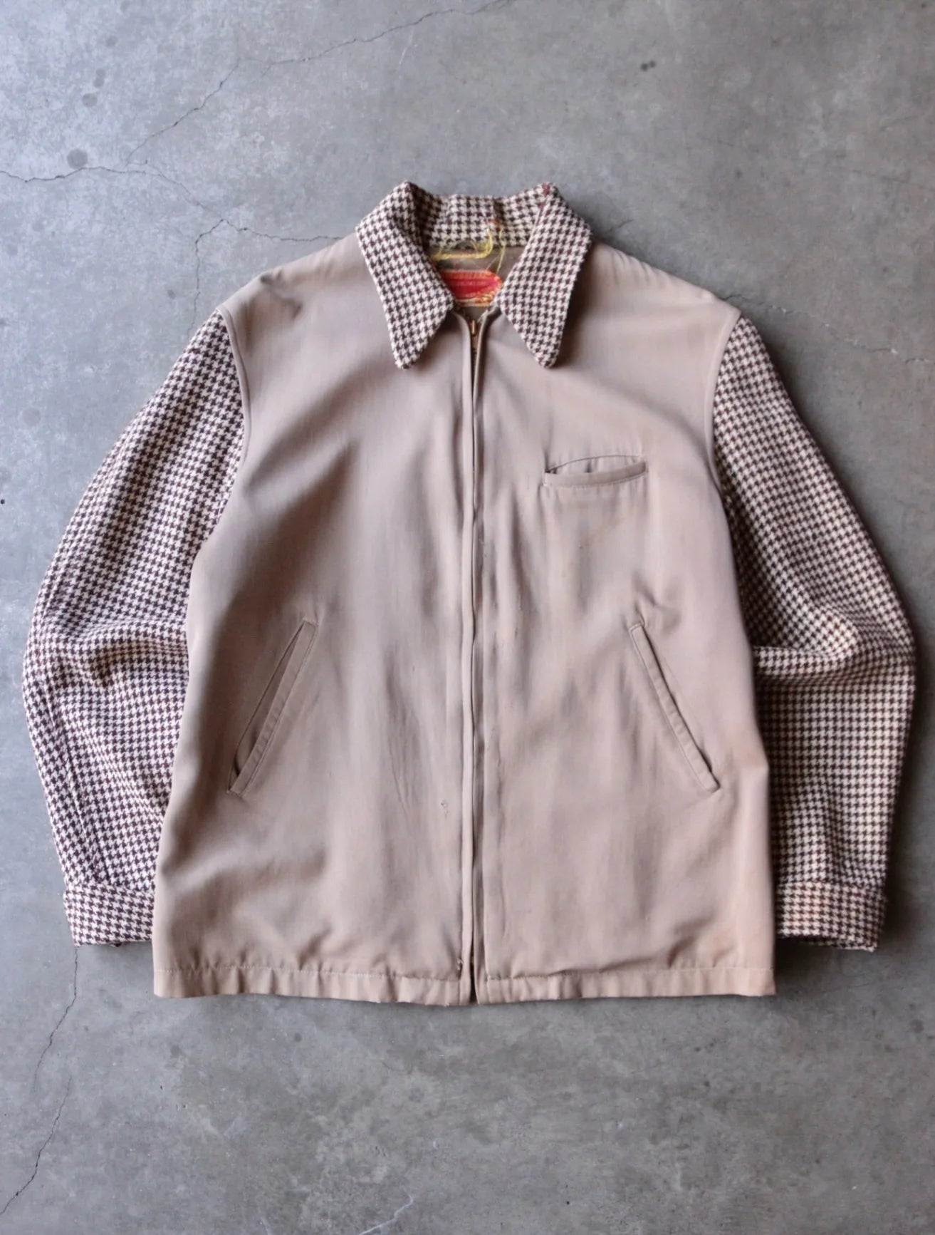 1940S HOUNDSTOOTH GABARDINE JACKET