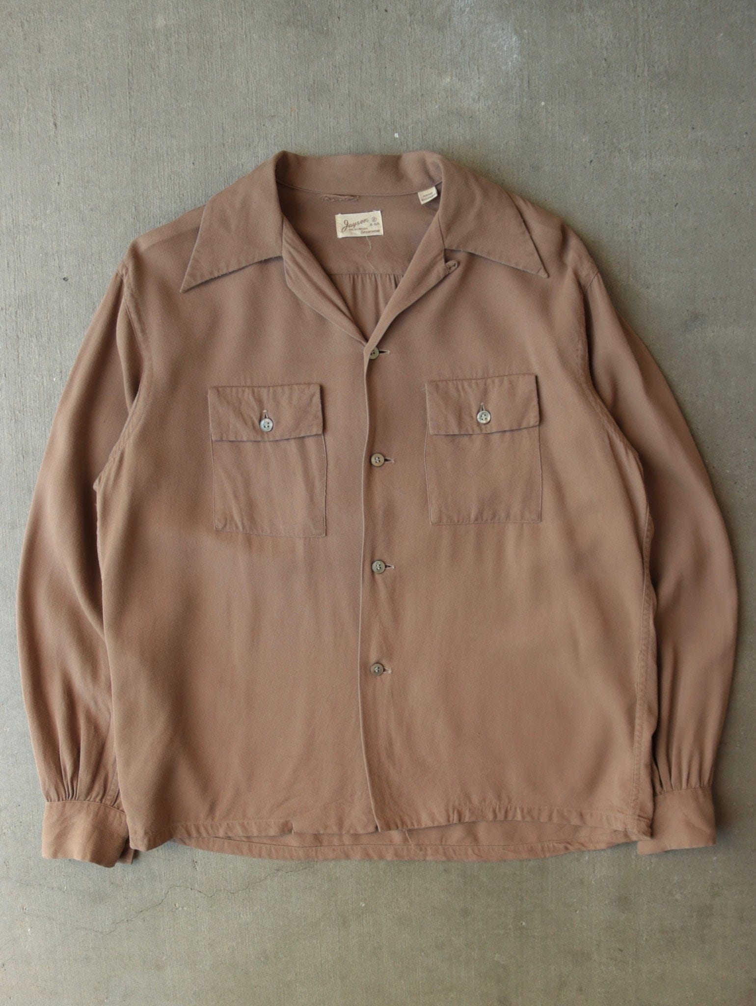 1940S GABARDINE 'JAYSON' DAGGER COLLAR SHIRT