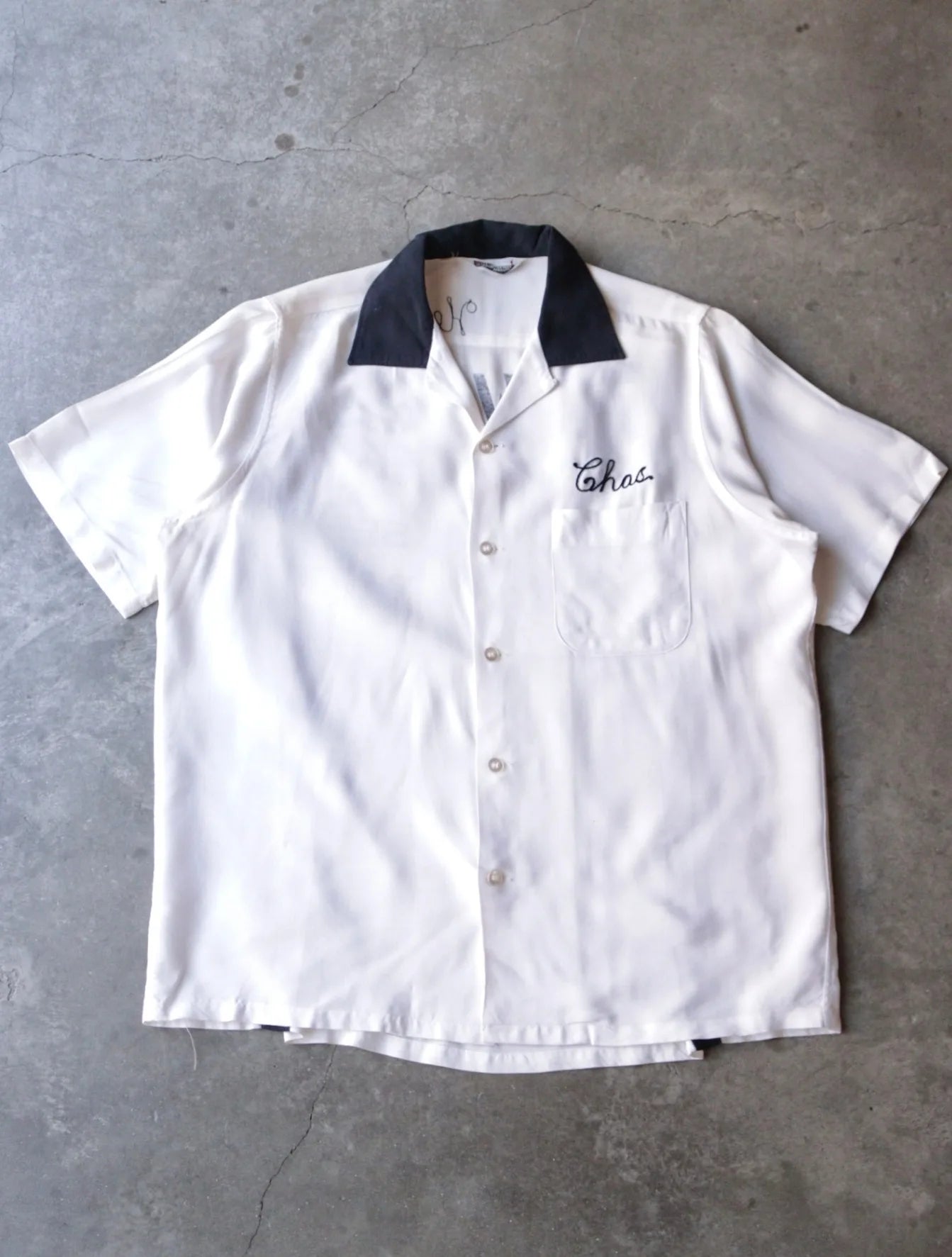 1950S TWO TONE RAYON CHAINSTITCH BOWLING SHIRT
