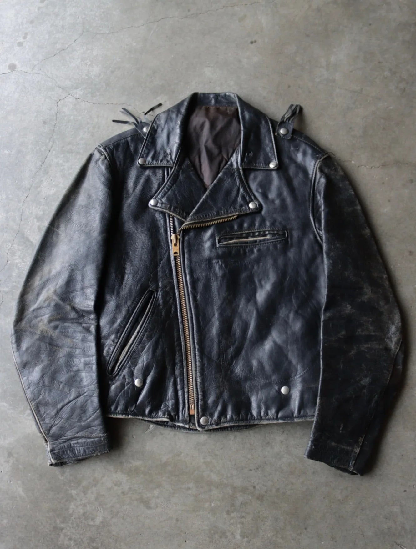 1950S LEATHER HORSEHIDE (D POCKET) BIKER JACKET