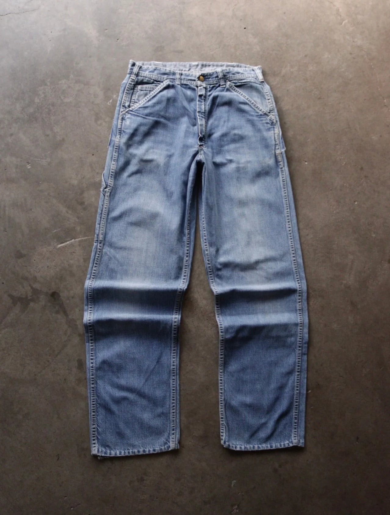 1960S STRAIGHT LEG CARPENTER EMBROIDERED DENIM PANTS