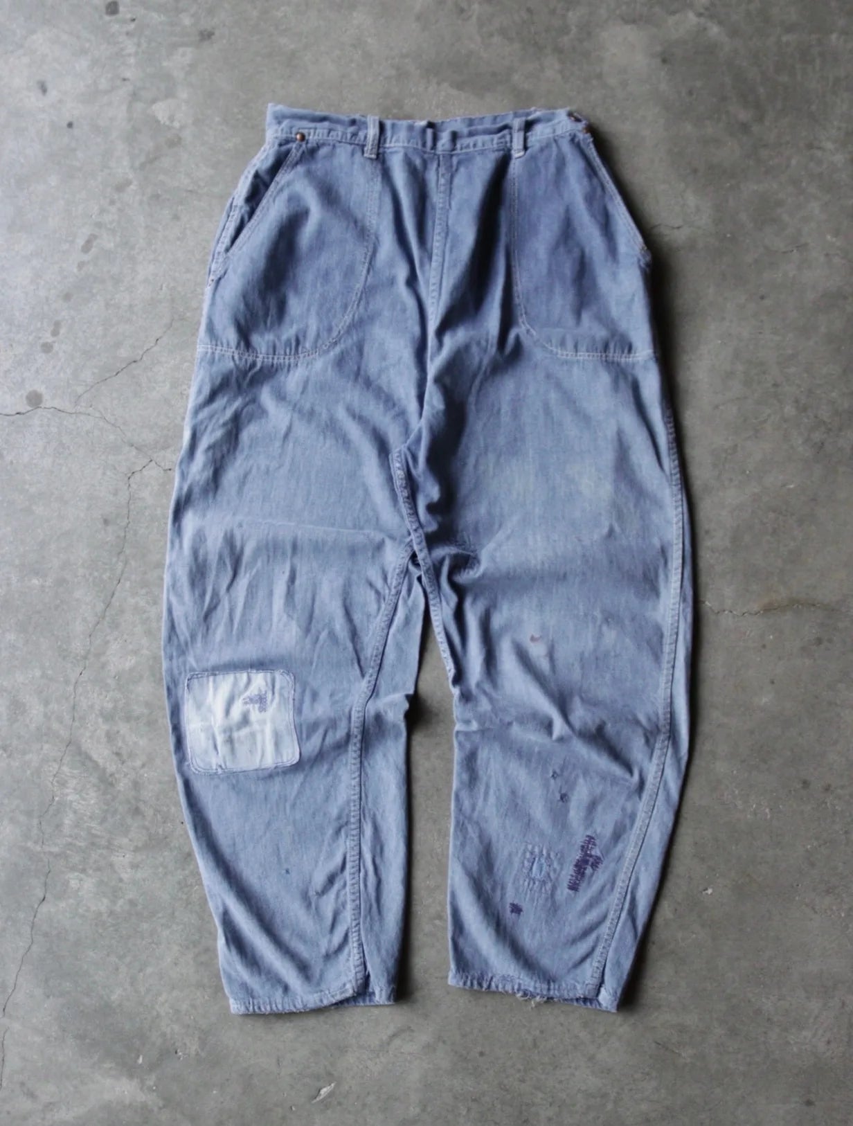 1960S FADED PATCHED DENIM PANTS