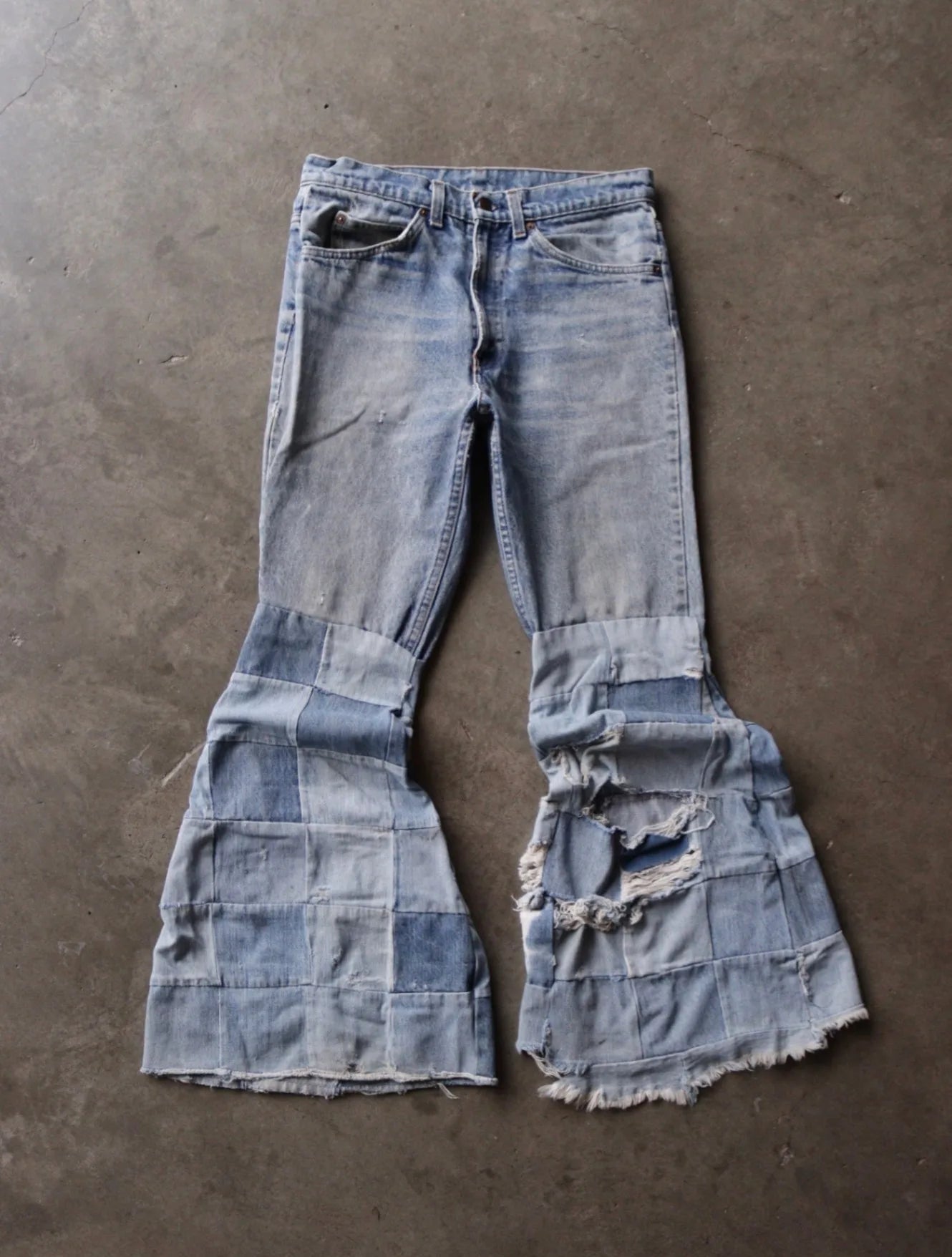 1970S HIPPIE FLARE LEVI'S PATCHWORK DENIM PANTS
