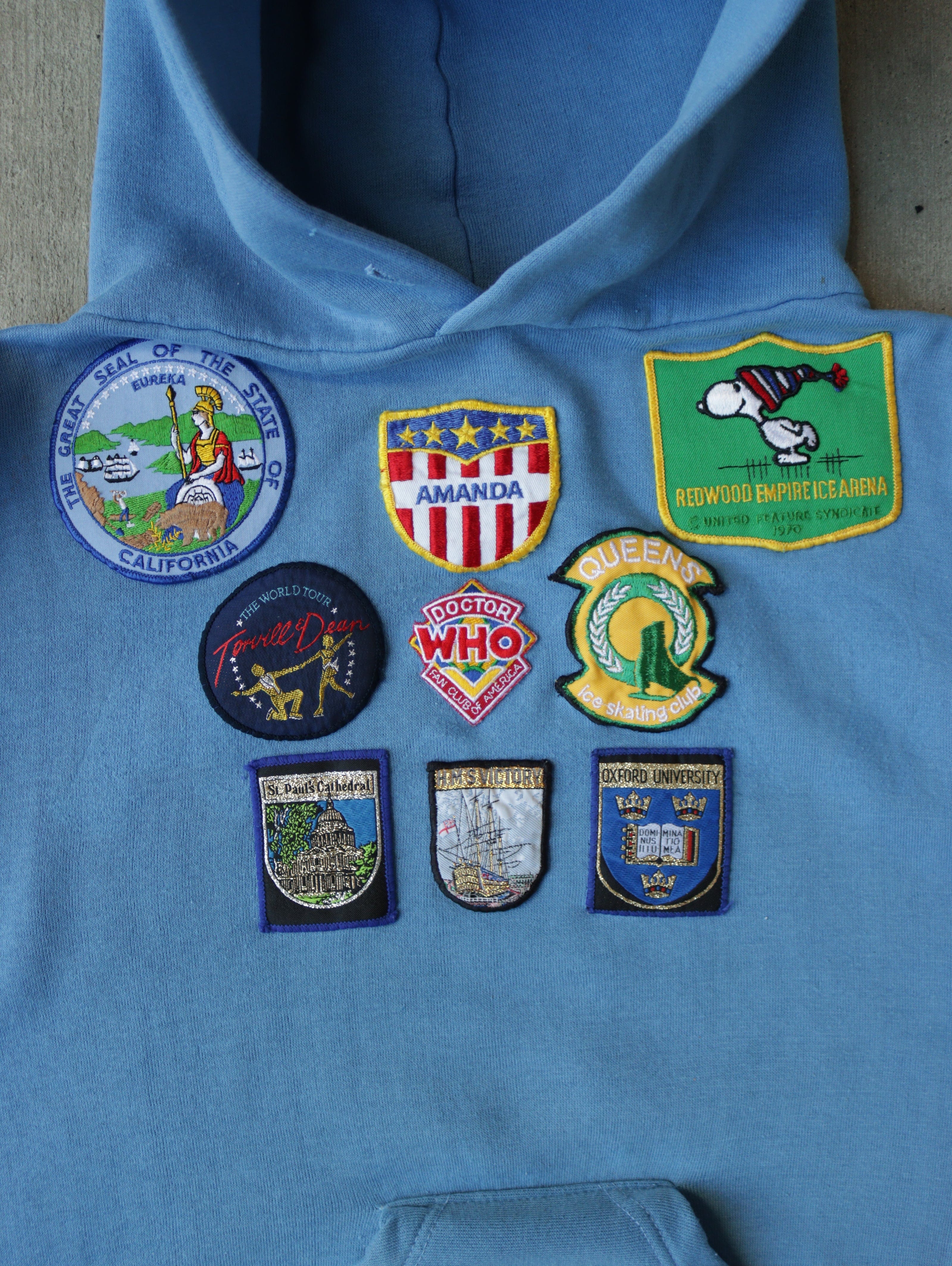 1970S RUSSELL 'CALIFORNIA' PATCHWORK HOODED SWEATSHIRT - M 2 1970S RUSSELL 'CALIFORNIA' PATCHWORK HOODED SWEATSHIRT - M