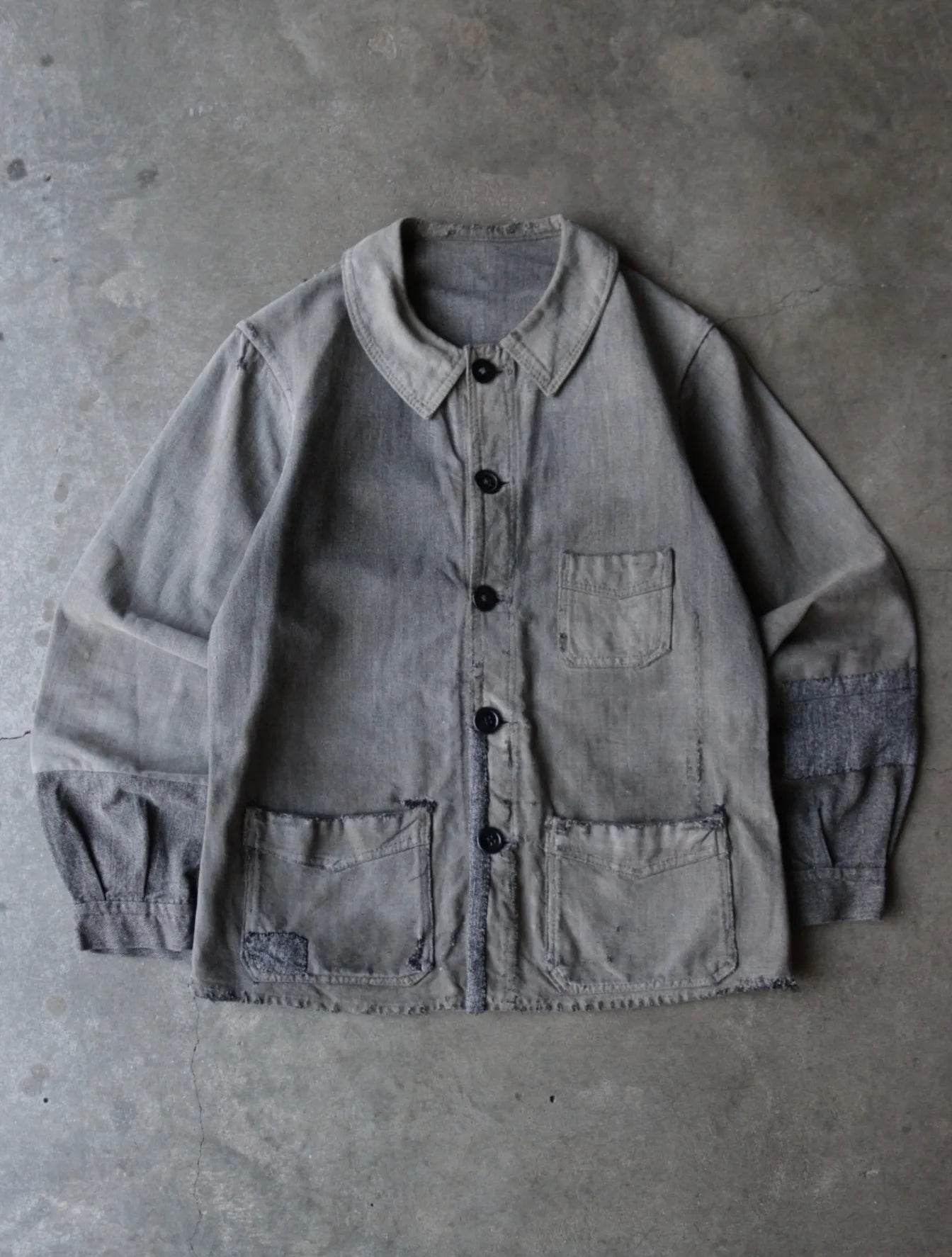 1930S FRENCH SALT AND PEPPER CHORE JACKET
