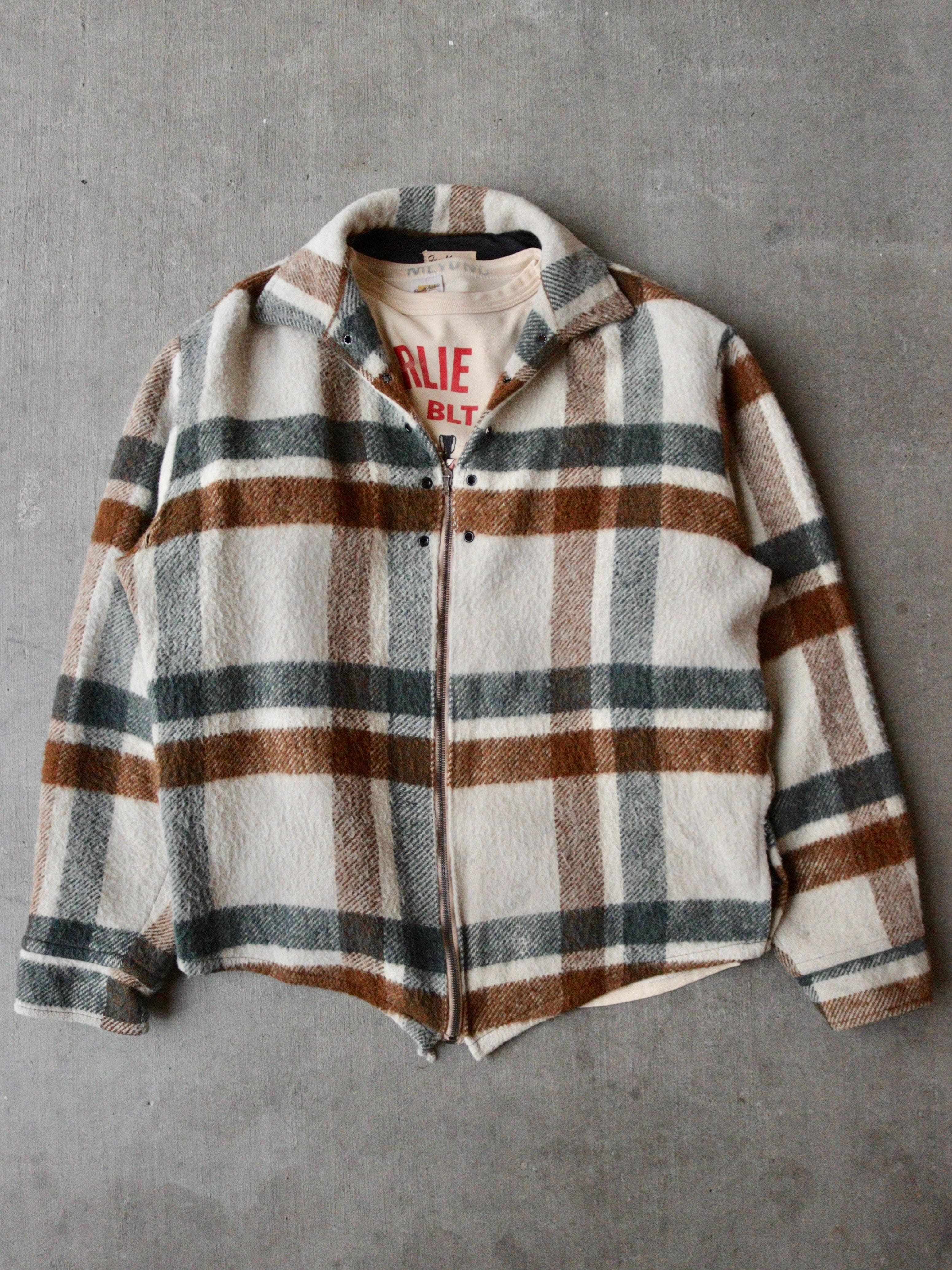 1940s Crown Zip Mohair Flannel Jacket - XL