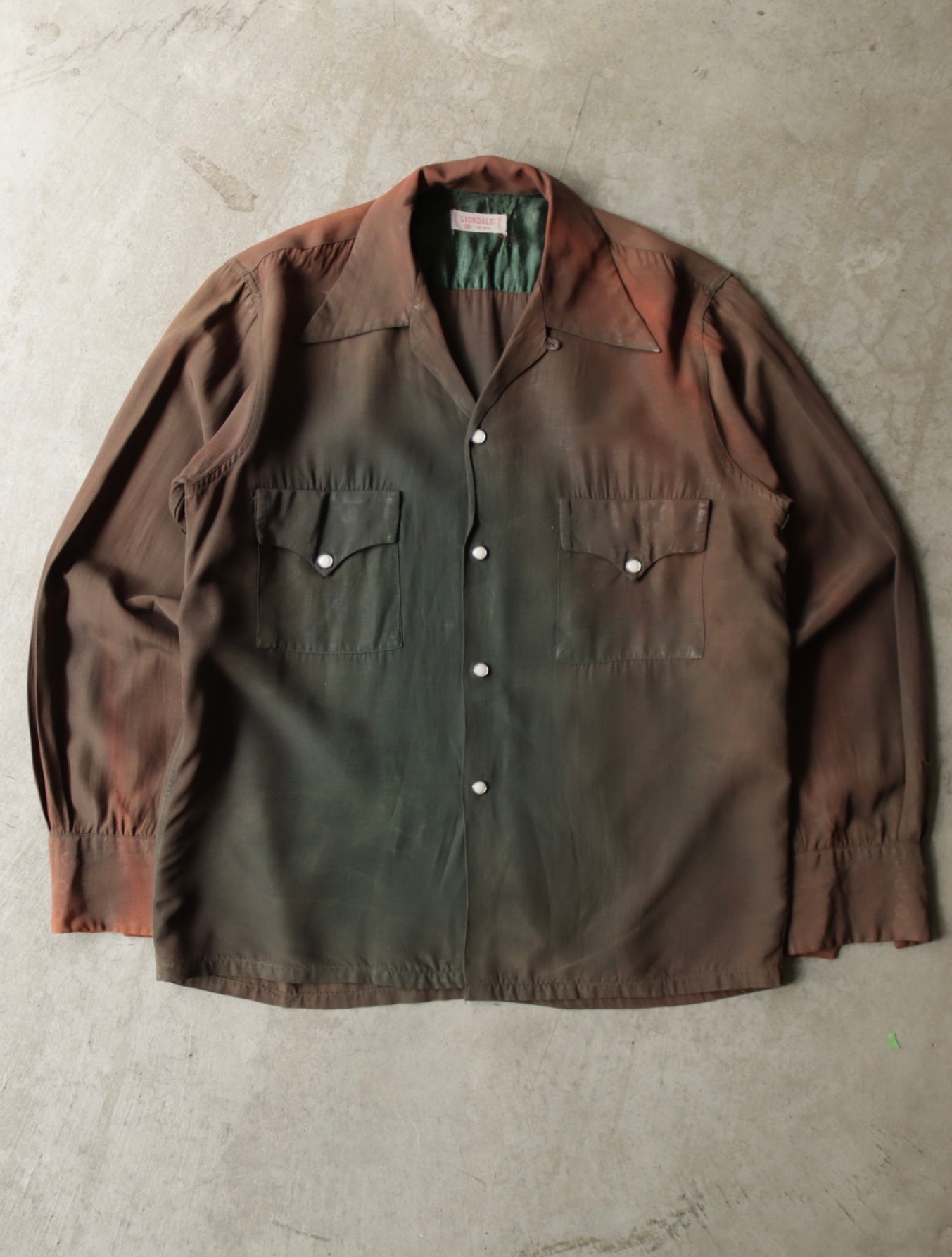 1940S LIONDALE SUN FADED RAYON PEARL SNAP SHIRT