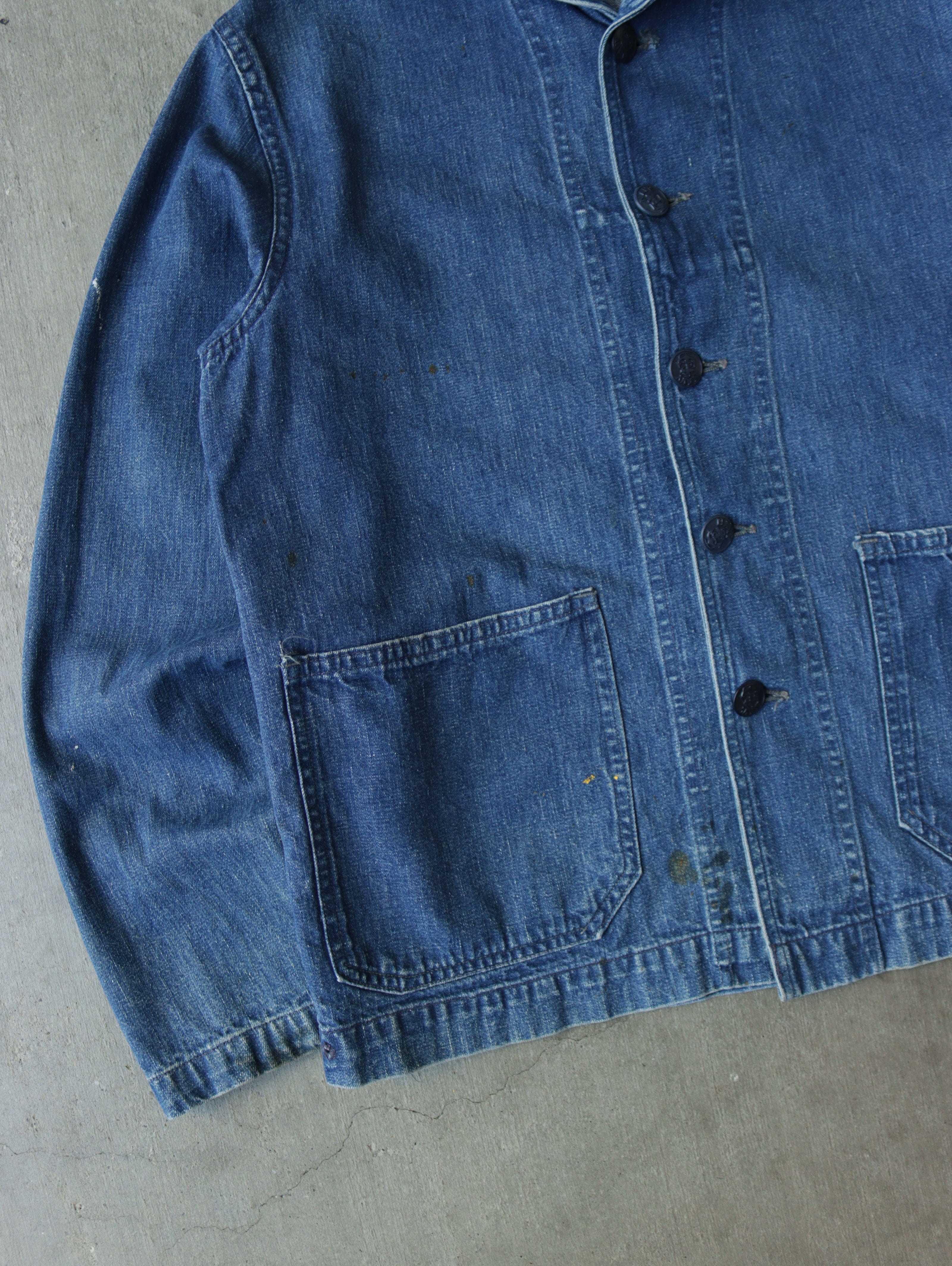 1940S SHAWL COLLAR USN DENIM JACKET 2 1940S SHAWL COLLAR USN DENIM JACKET