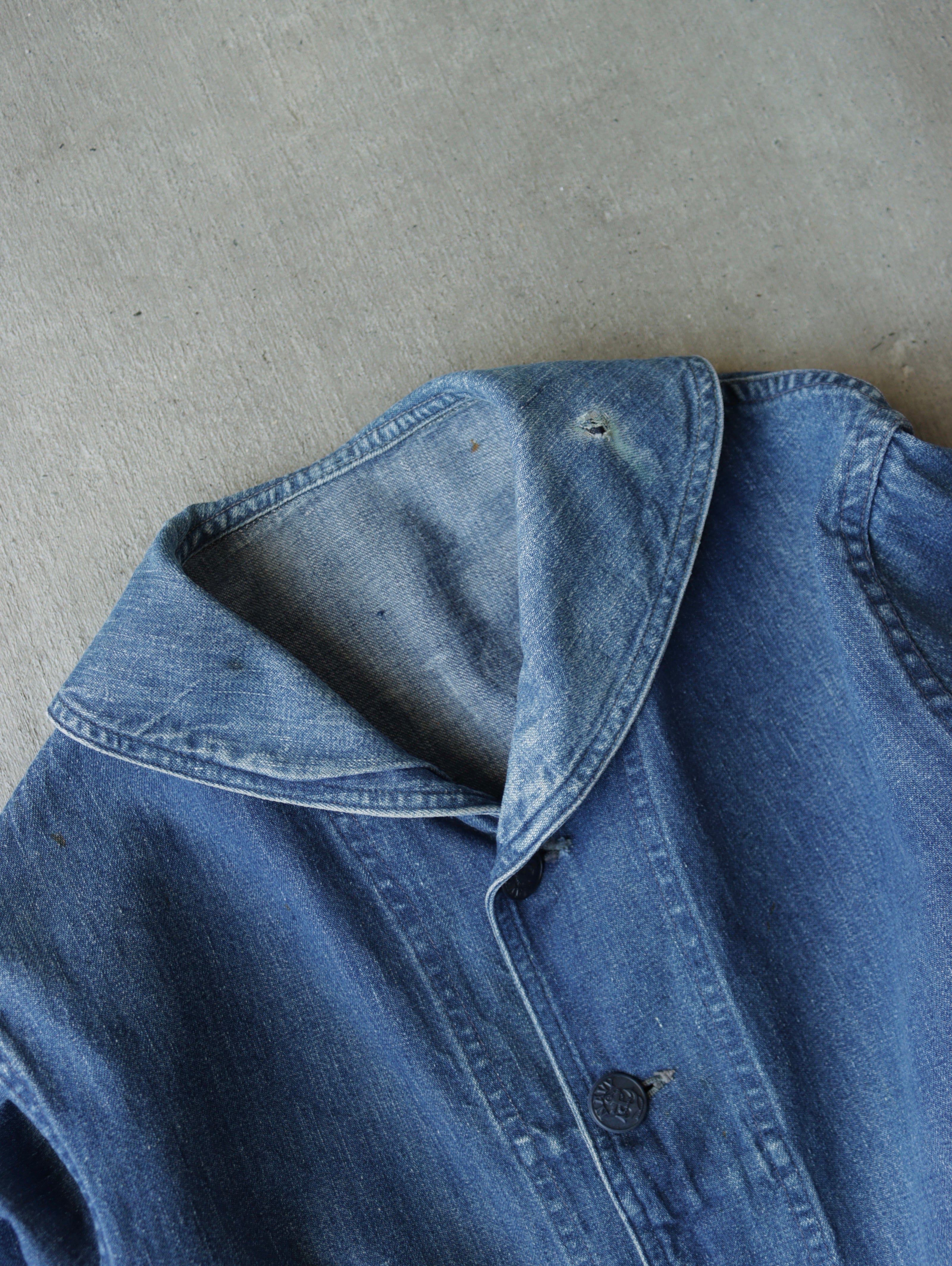 1940S SHAWL COLLAR USN DENIM JACKET 4 1940S SHAWL COLLAR USN DENIM JACKET
