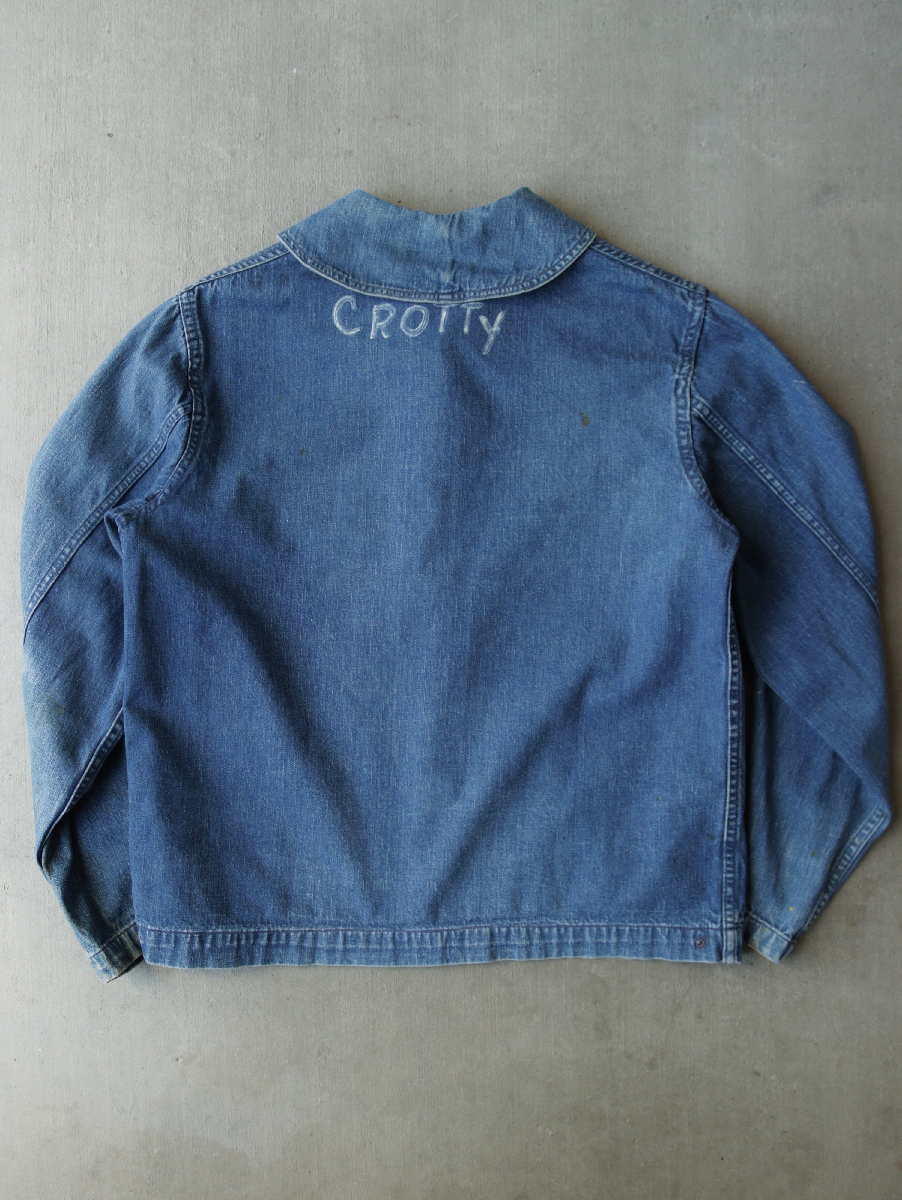 1940S SHAWL COLLAR USN DENIM JACKET 6 1940S SHAWL COLLAR USN DENIM JACKET
