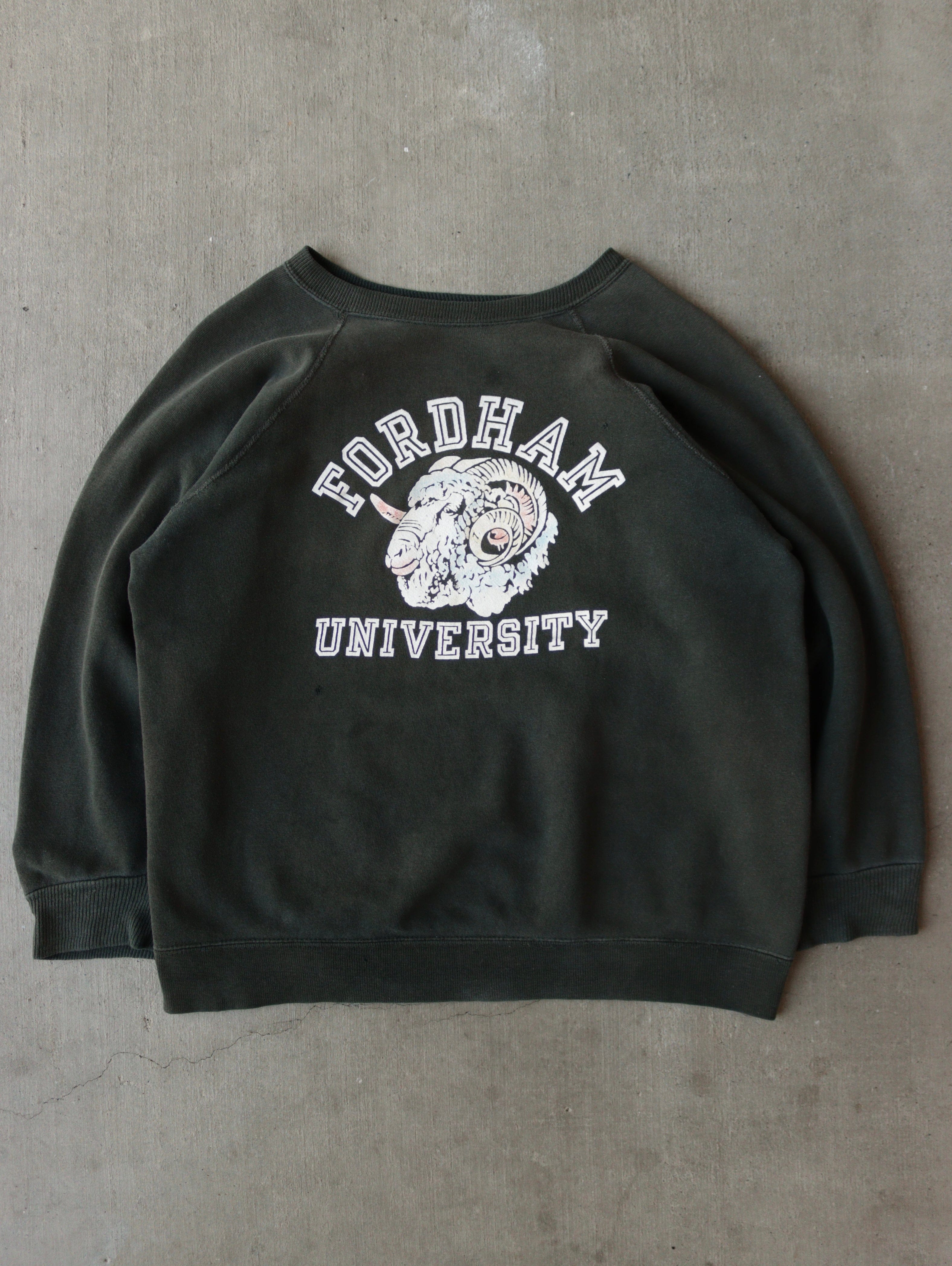 1960s Faded Dark Green 'Fordham' Sweatshirt - L