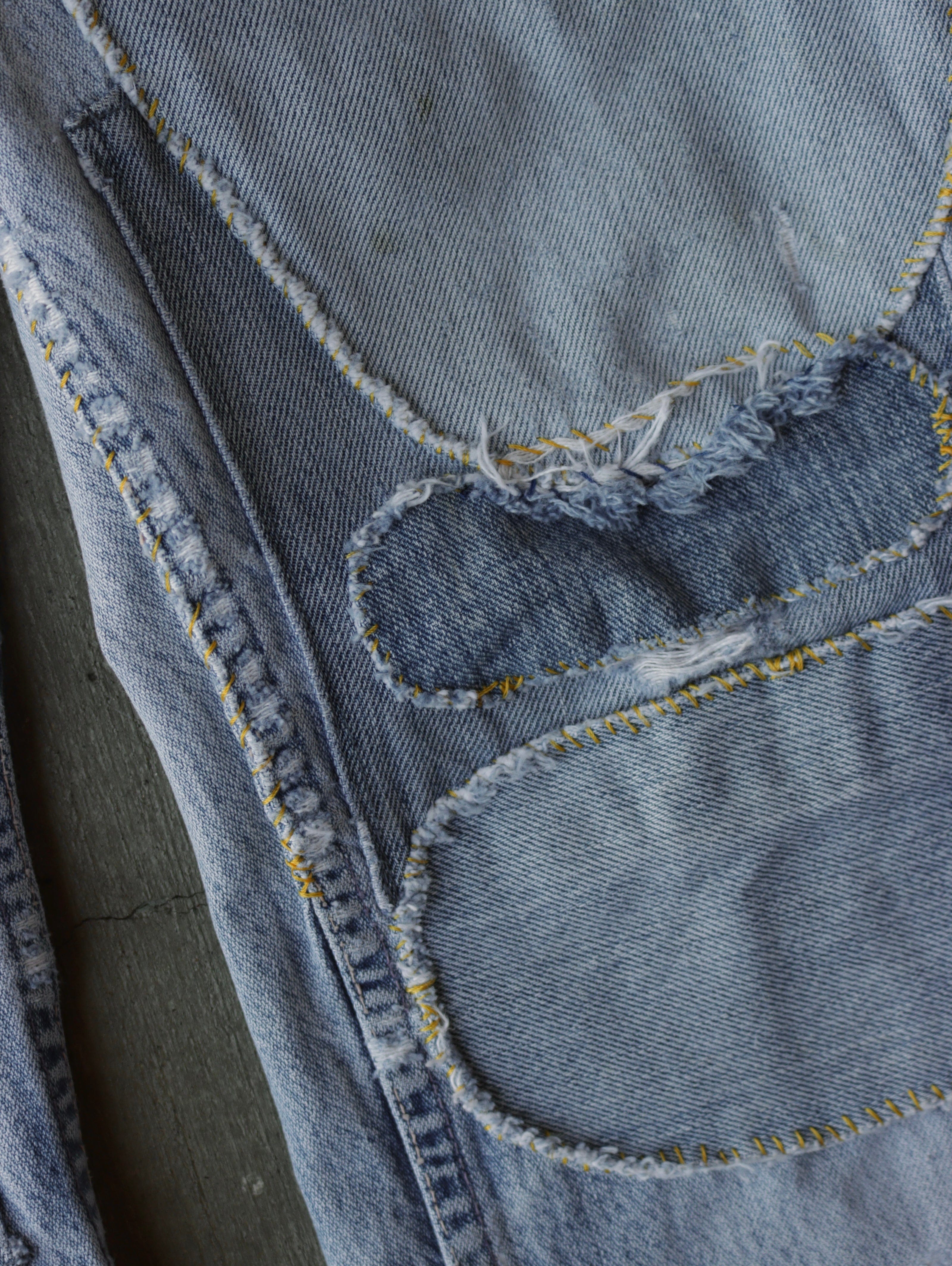 1970s Wrangler Frankenstein Patchwork Patchwork Denim Flare Pants - 30 3 1970s Wrangler Frankenstein Patchwork Patchwork Denim Flare Pants - 30