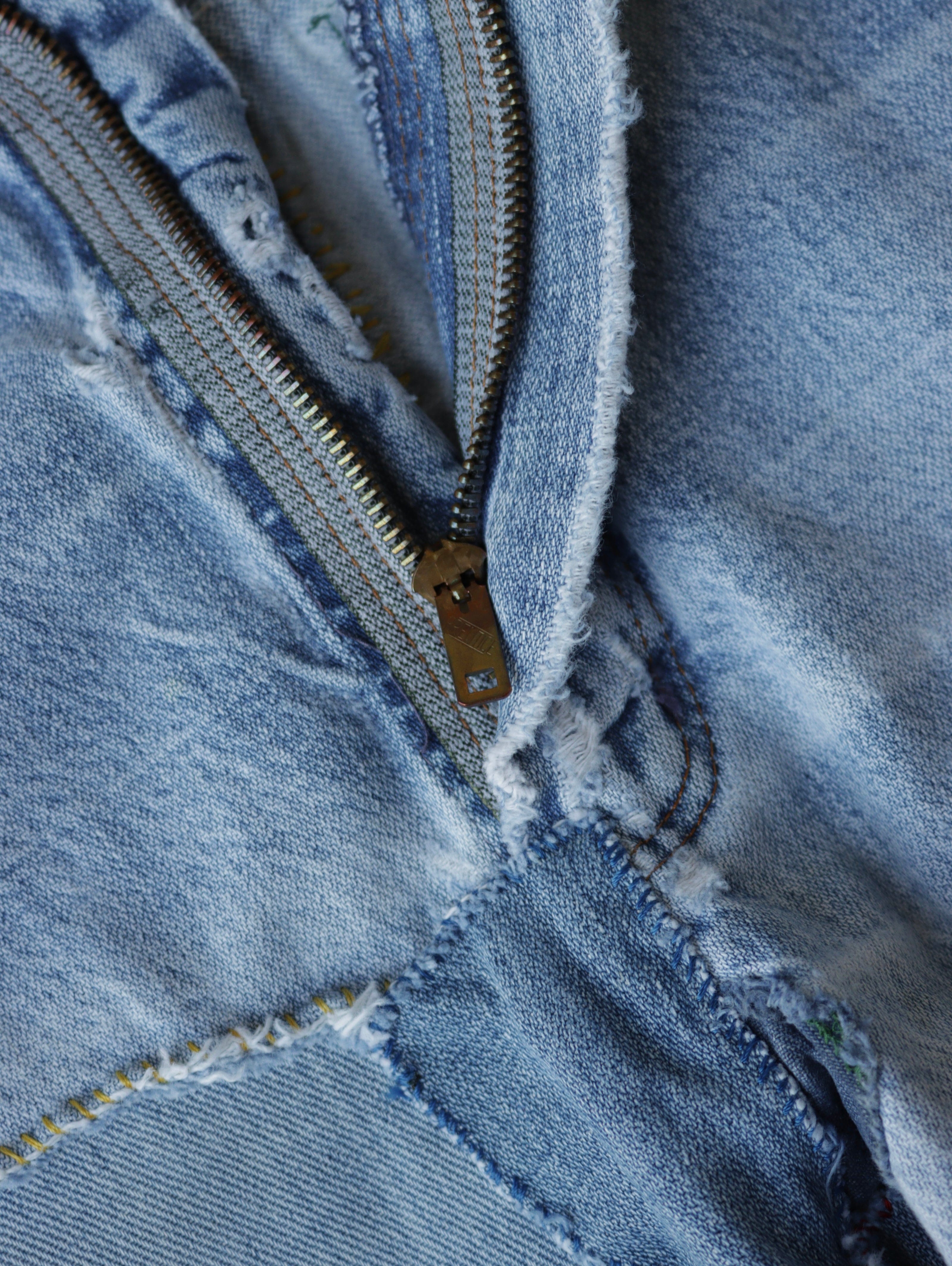 1970s Wrangler Frankenstein Patchwork Patchwork Denim Flare Pants - 30 5 1970s Wrangler Frankenstein Patchwork Patchwork Denim Flare Pants - 30