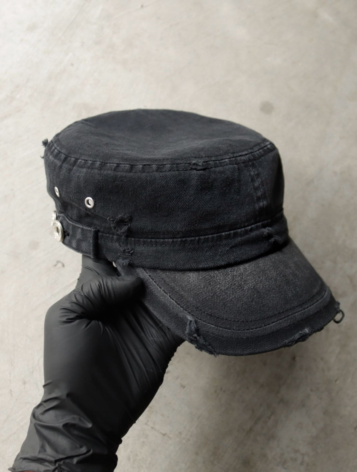 TWO FOLD HBT SUN-FADED CADET HAT - BLACK